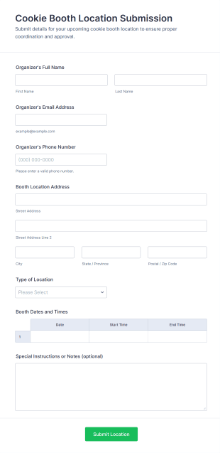 Cookie Booth Location Submission Form Template