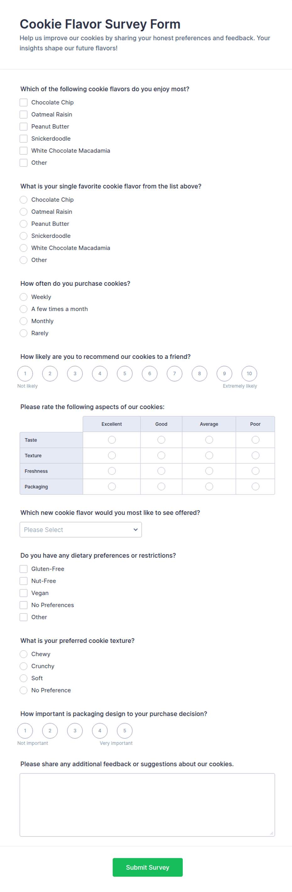Cookie Flavor Survey Form Template | Jotform