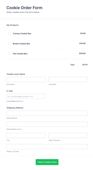 Cookie Order Form Template