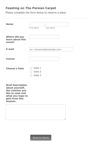 Cooking Event Registration Form Template