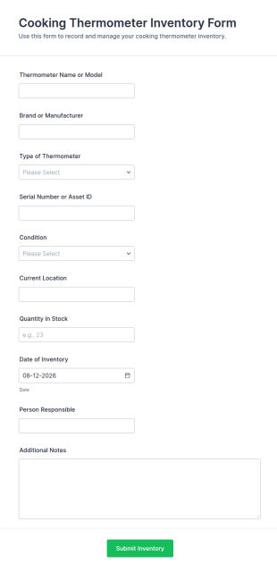 Cooking Thermometer Inventory Form Template