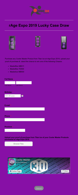 Cooler Master &Titan Ice RAge Expo Lucky Case Draw Form Template