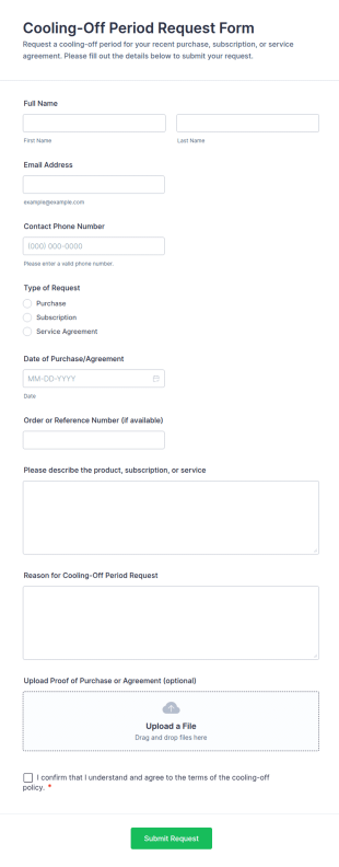 Cooling Off Period Request Form Template