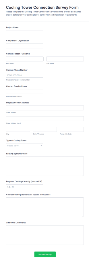 Cooling Tower Connection Survey Form Template