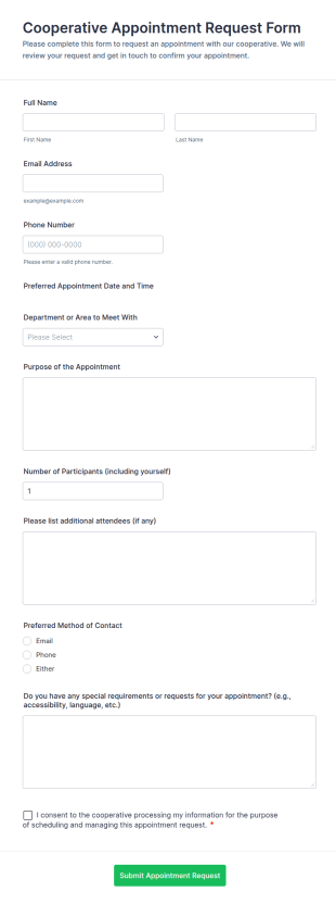 Cooperative Appointment Request Form Template
