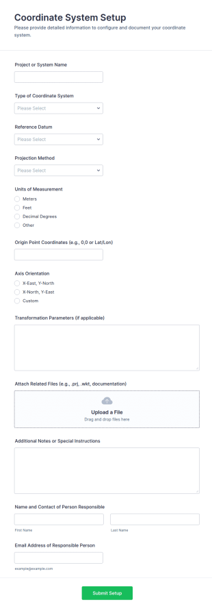 Coordinate System Setup Form Template