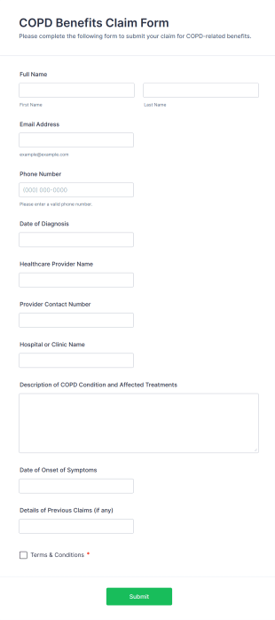 COPD Benefits Claim Form Template