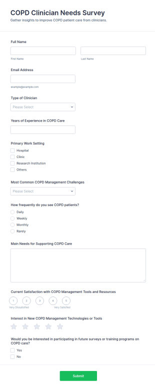 COPD Clinician Needs Survey Form Template