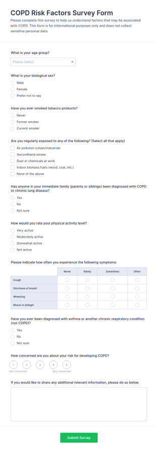 COPD Risk Factors Survey Form Template