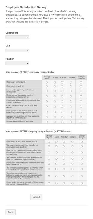 Copy Employee Satisfaction Survey Form Template