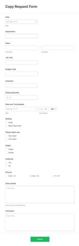 Copy Request Form Template