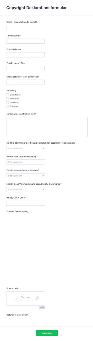 Copyright Deklarationsformular