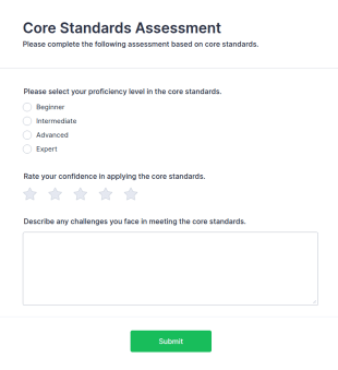 Core Standards Assessment Form Template