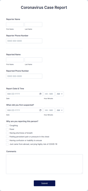 Coronavirus Case Report Template