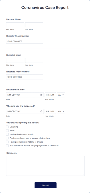 Coronavirus Case Report Template