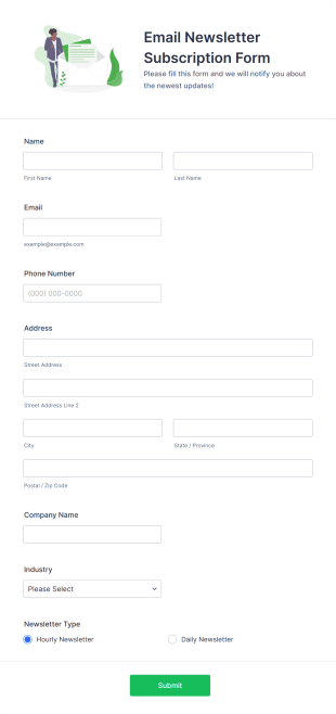 Newsletter Subscription Form Template | Jotform