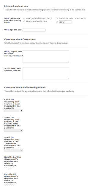 Coronavirus Survey Form Template