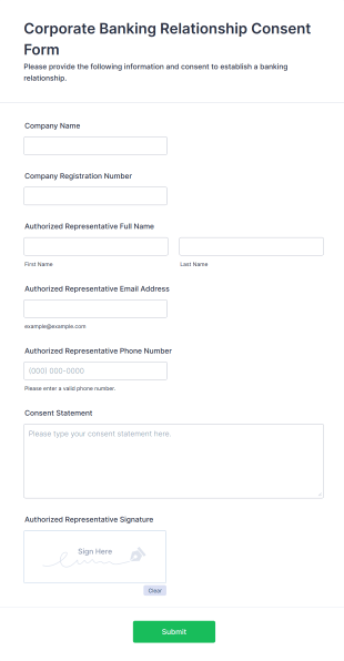 Corporate Banking Relationship Consent Form Template
