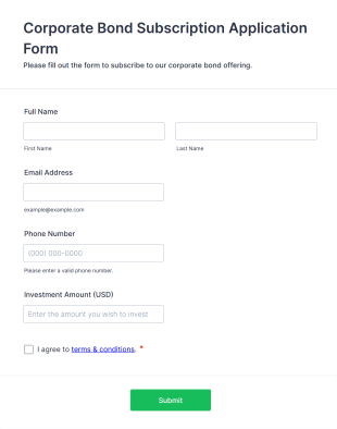 Corporate Bond Subscription Application Form Template