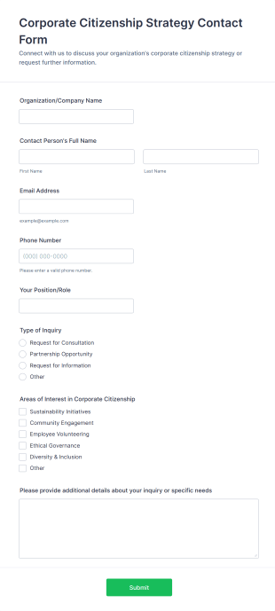 Corporate Citizenship Strategy Contact Form Template