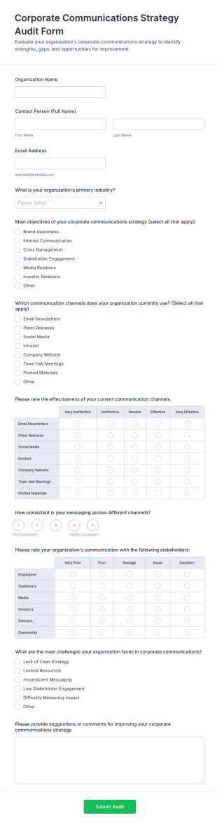 Corporate Communications Strategy Audit Form Template
