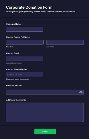 Corporate Donation Form Template