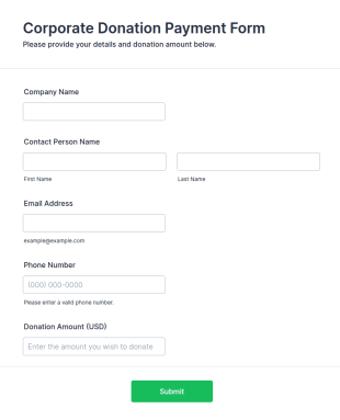 Corporate Donation Payment Form Template