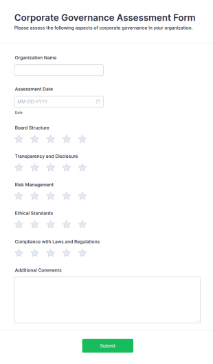 Corporate Governance Assessment Form Template