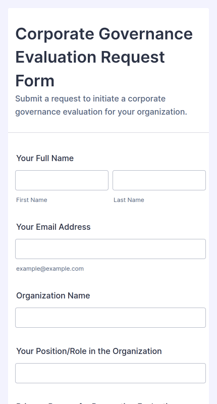 Corporate Governance Evaluation Request Form