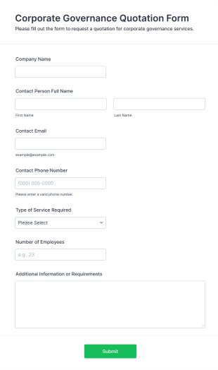 Corporate Governance Quotation Form Template