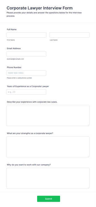 Corporate Lawyer Interview Form Template