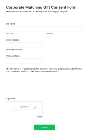 Corporate Matching Gift Consent Form Template