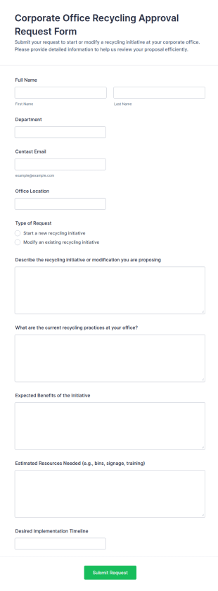 Corporate Office Recycling Approval Request Form Template