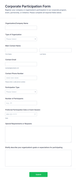 Corporate Participation Form Template