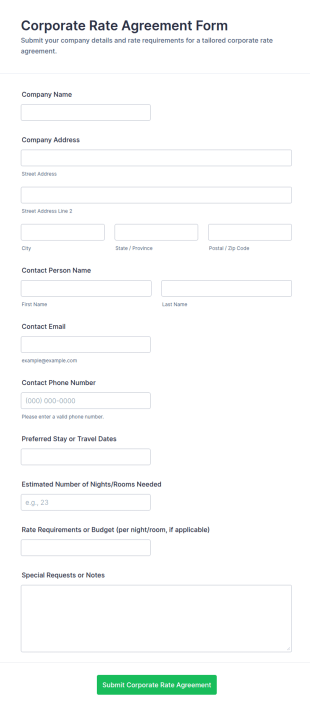 Corporate Rate Agreement Form Template