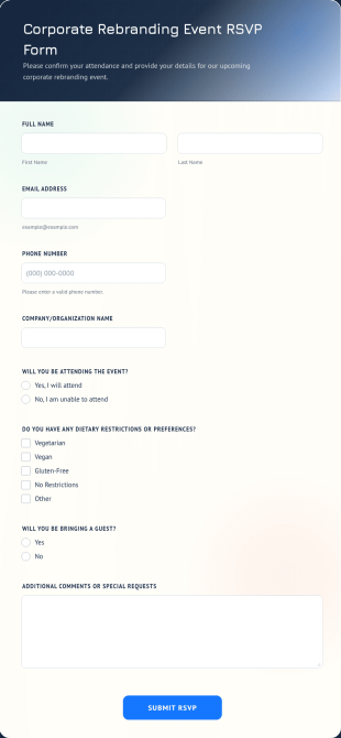 Corporate Rebranding Event RSVP Form Template