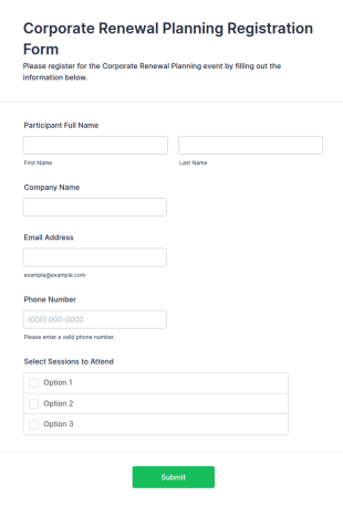 Corporate Renewal Planning Registration Form Template