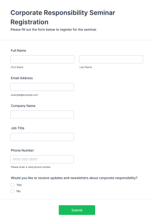 Corporate Responsibility Seminar Registration Form Template
