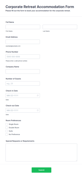 Corporate Retreat Accommodation Form Template