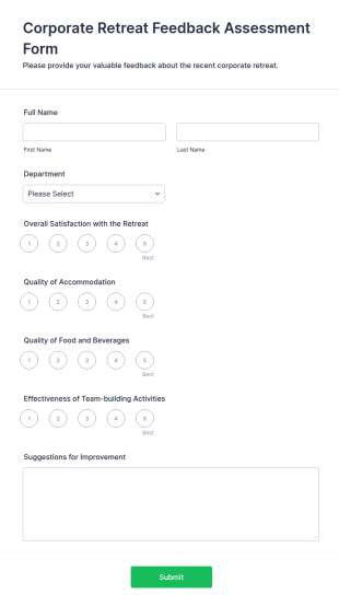 Corporate Retreat Feedback Assessment Form Template