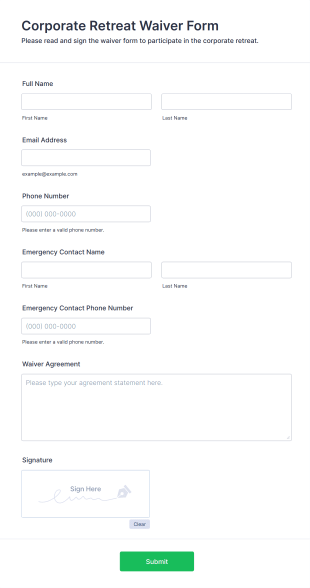 Corporate Retreat Waiver Form Template