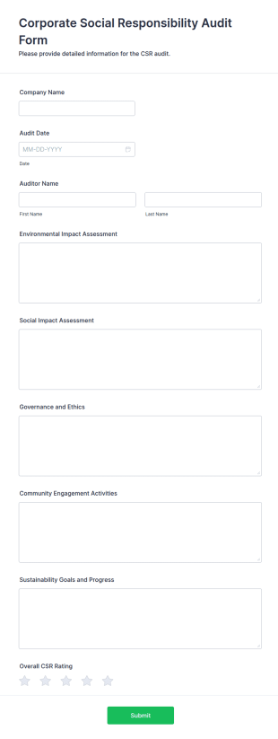 Corporate Social Responsibility Audit Form Template