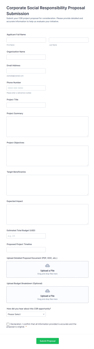 Corporate Social Responsibility Proposal Submission Form Template
