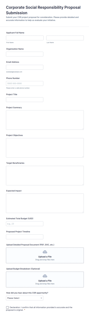 Corporate Social Responsibility Proposal Submission Form Template