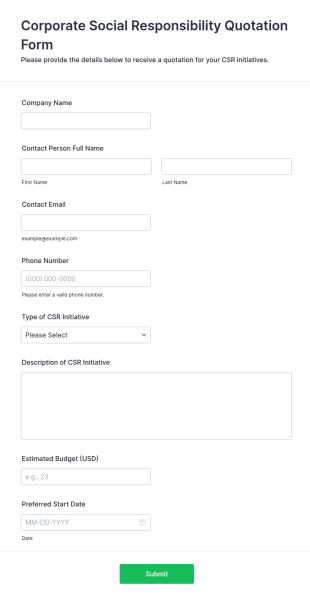 Corporate Social Responsibility Quotation Form Template
