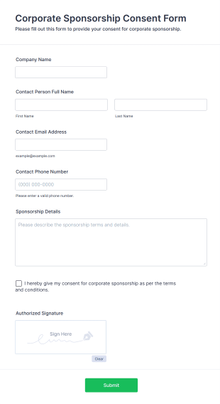 Corporate Sponsorship Consent Form Template