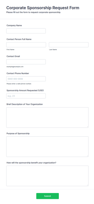 Corporate Sponsorship Request Form Template
