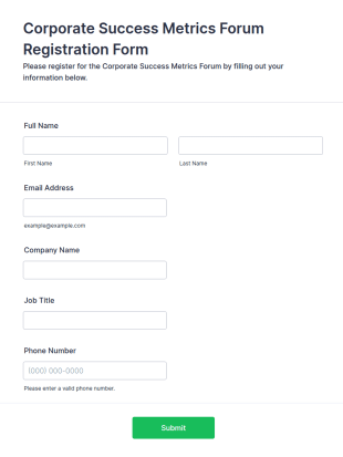 Corporate Success Metrics Forum Registration Form Template