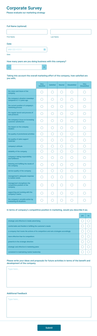 Corporate Survey Form Template