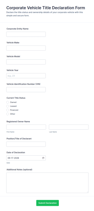 Corporate Vehicle Title Declaration Form Template